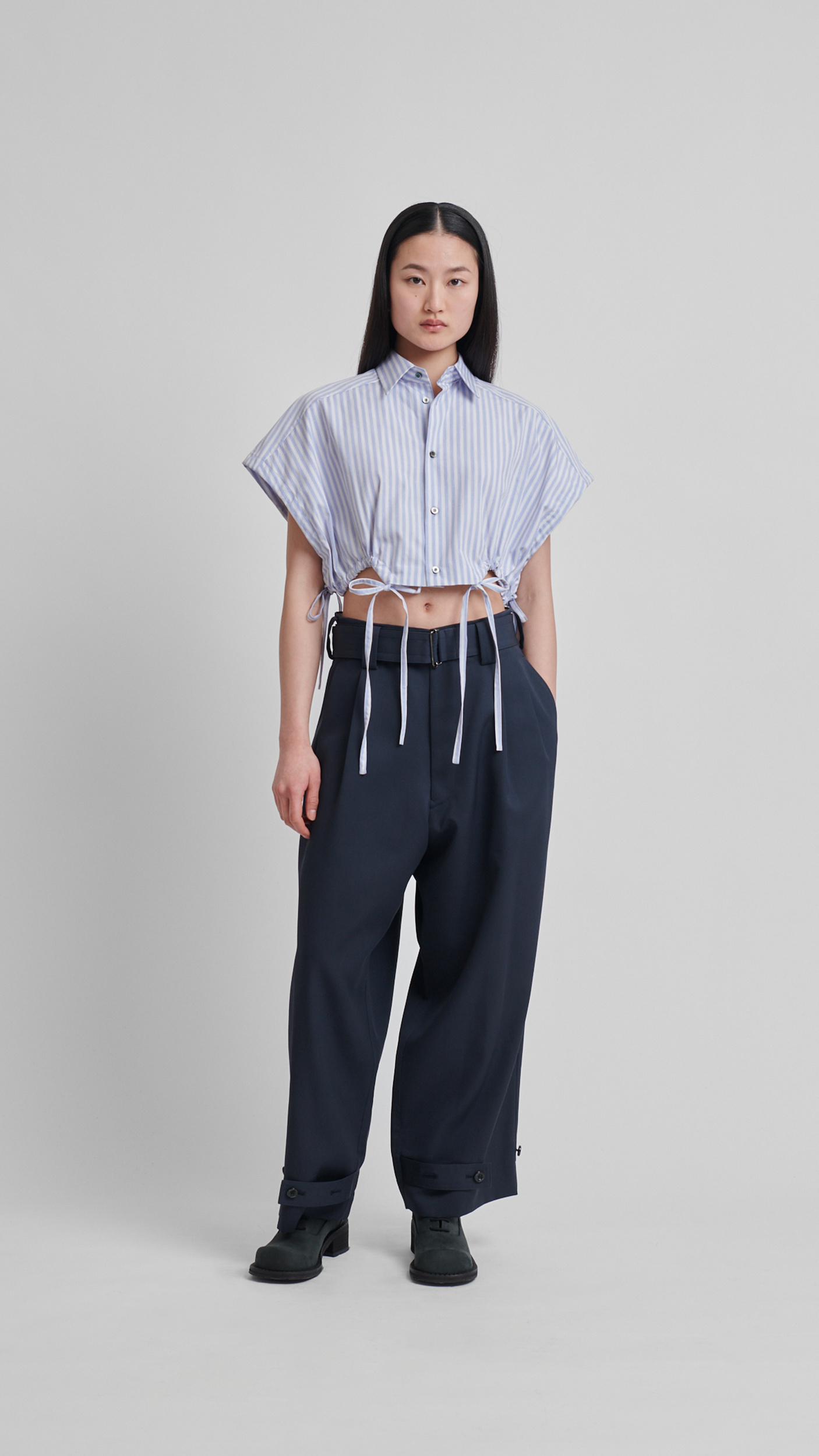 Ujoh French Gathered Shirt 2 White x Blue Near Mint | eBay