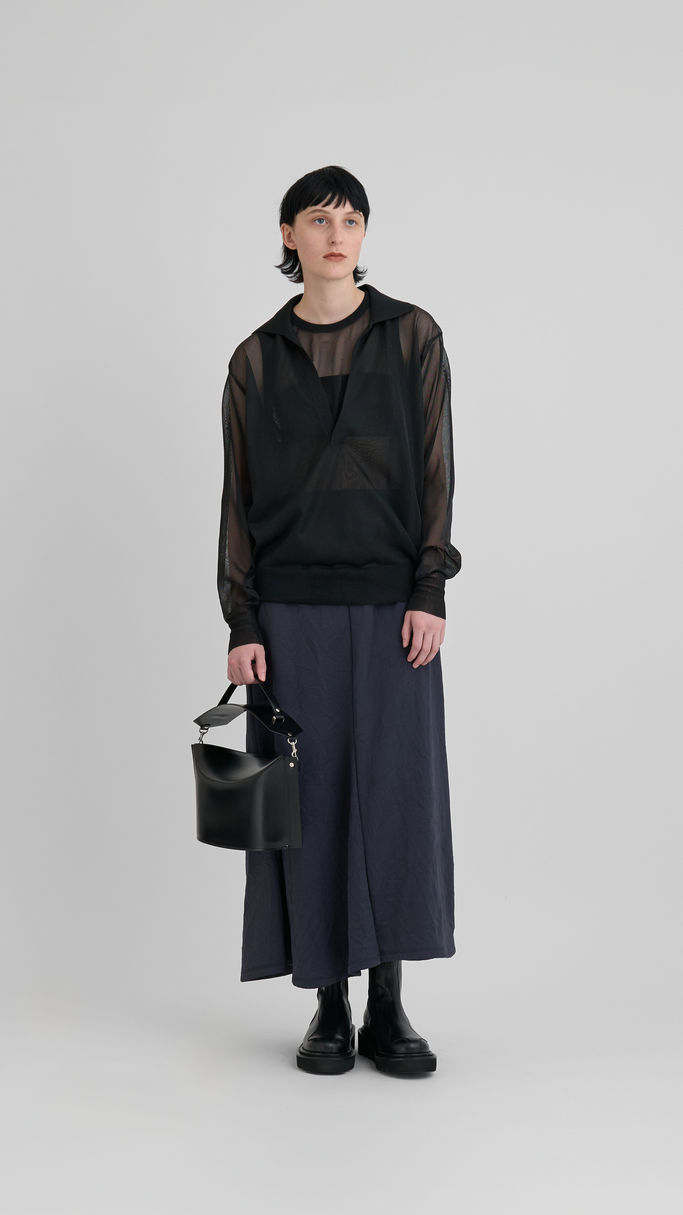 Future Present - SSSTEIN | Sheer Collar Combination Knit