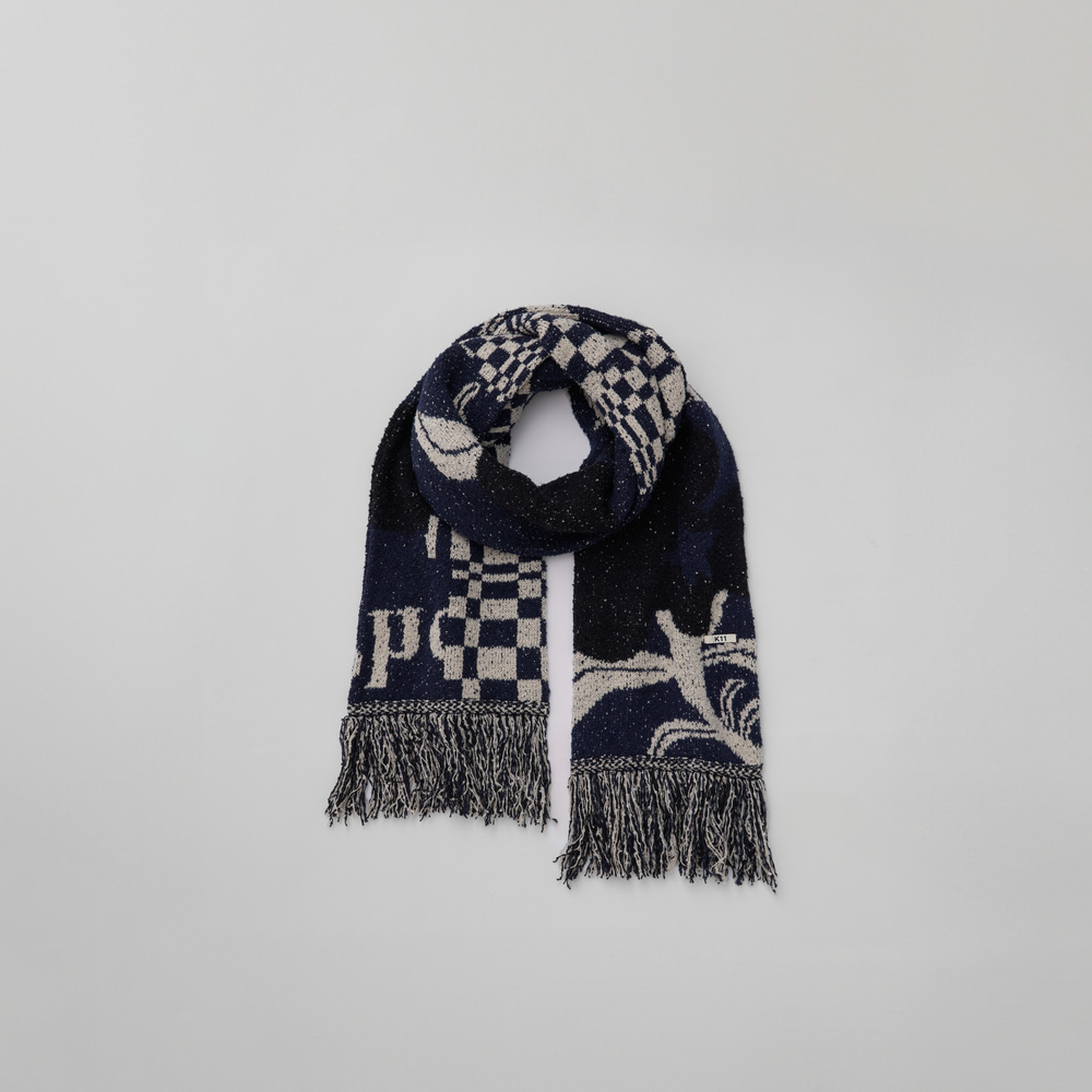 KHOKI Intrarsia - knit muffler White
