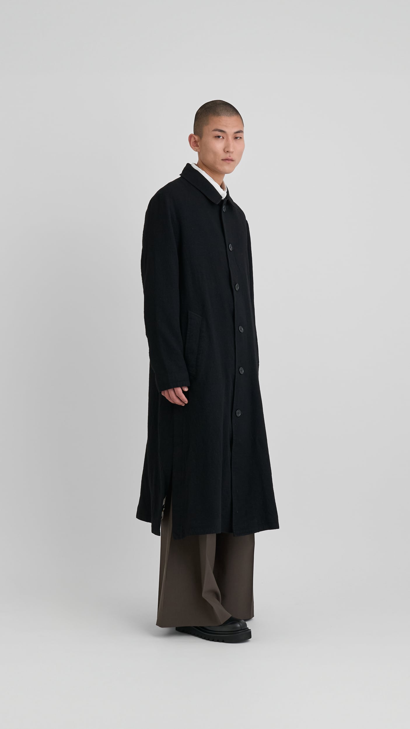 ジャケット・アウター KHOKI 24AW Washed wool coat Black 1077_07fc0e4ba7-