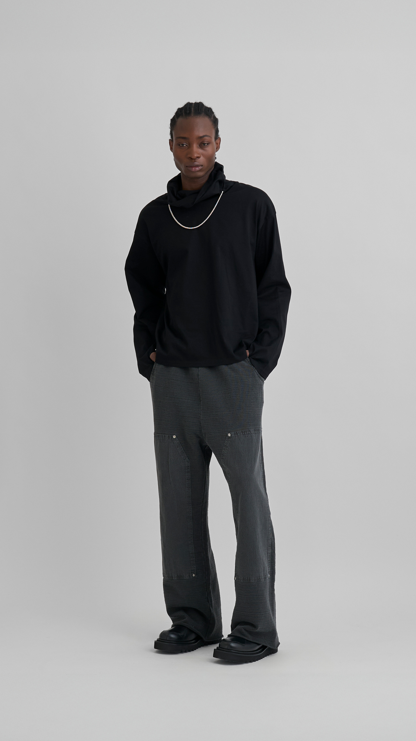 トップス shinyaofficial Lacus blackwoolsilkserge Future Present - SHINYAKOZUKA | Loose Shorts