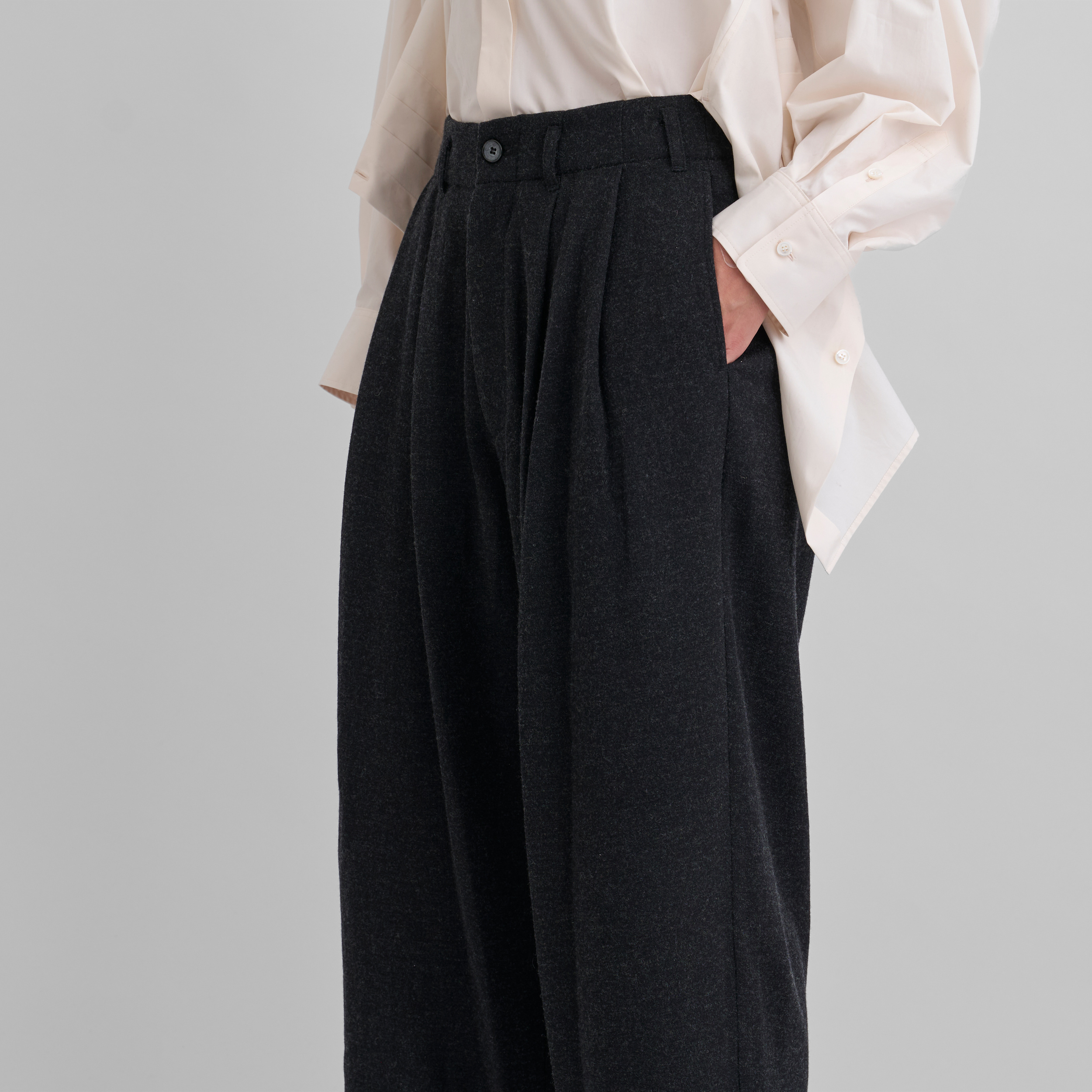Future Present - YOKE | 3 Pleated Wide Leg Trousers