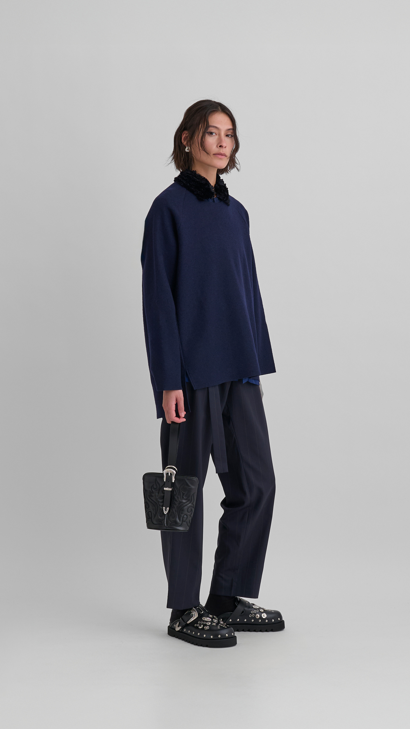 KHOKI INTARSIA-KNIT BAG -BLUE- 【公式通販】