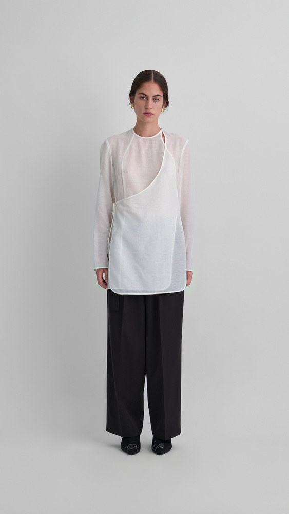 Mame Kurogouchi Mother-of-Pearl Inlay Sheer Top Mame Kurogouchi 
