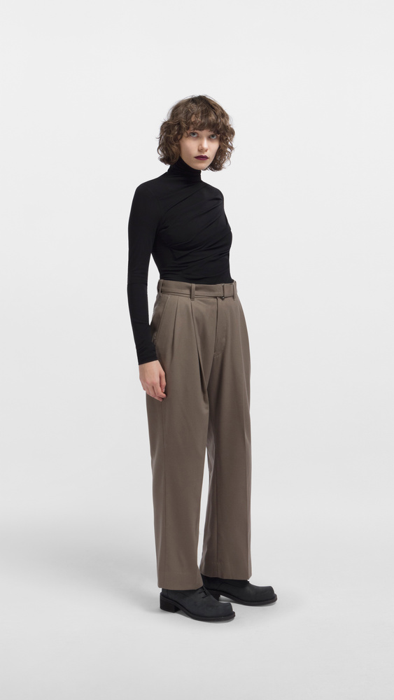 定価38,000円 新品 yoke HIWAIST BELTED TROUSER HIGH WAIST BELTED PANTS #BROWN [YK21AW0255P] _ YOKE | ヨーク