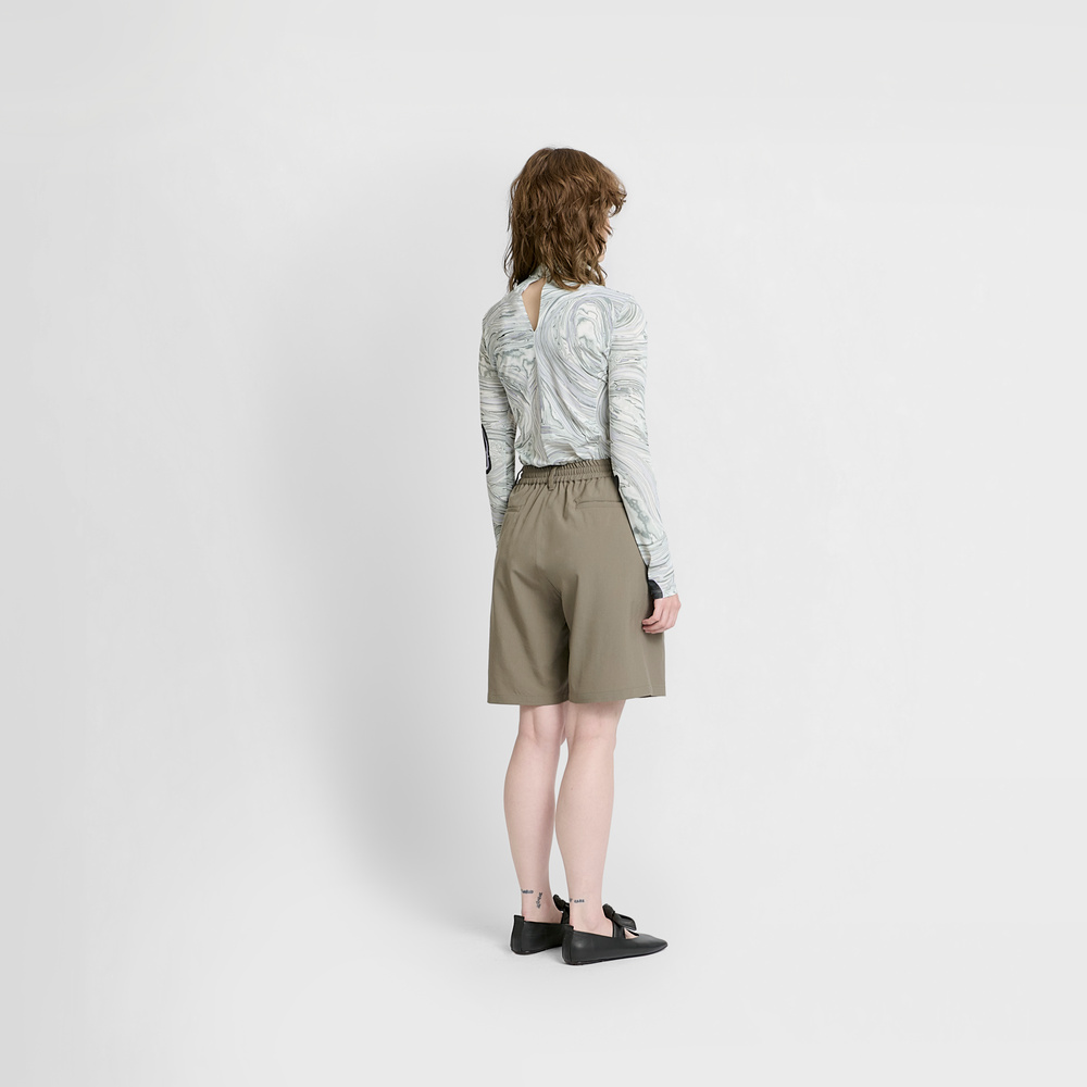 Future Present - YOKE | Tropical Wool Wide Leg Easy Shorts