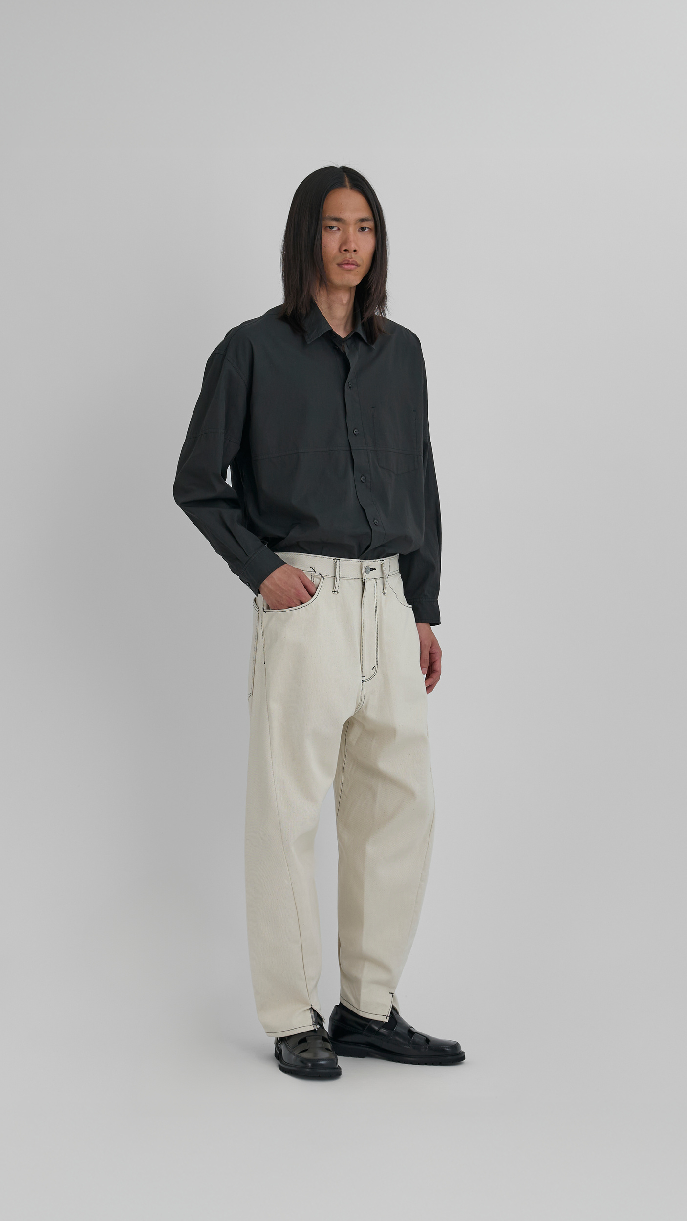 Future Present - KURO | 3D Hem Crossed Denim Pants