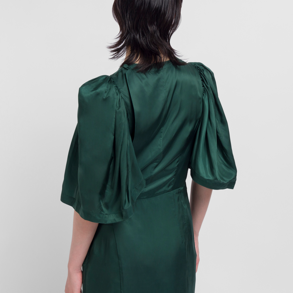 【TOGA PULLAトーガプルラ】SATIN DRESS TOGA ARCHIVES Cupra Twill Satin Dress - Green | TheRoom