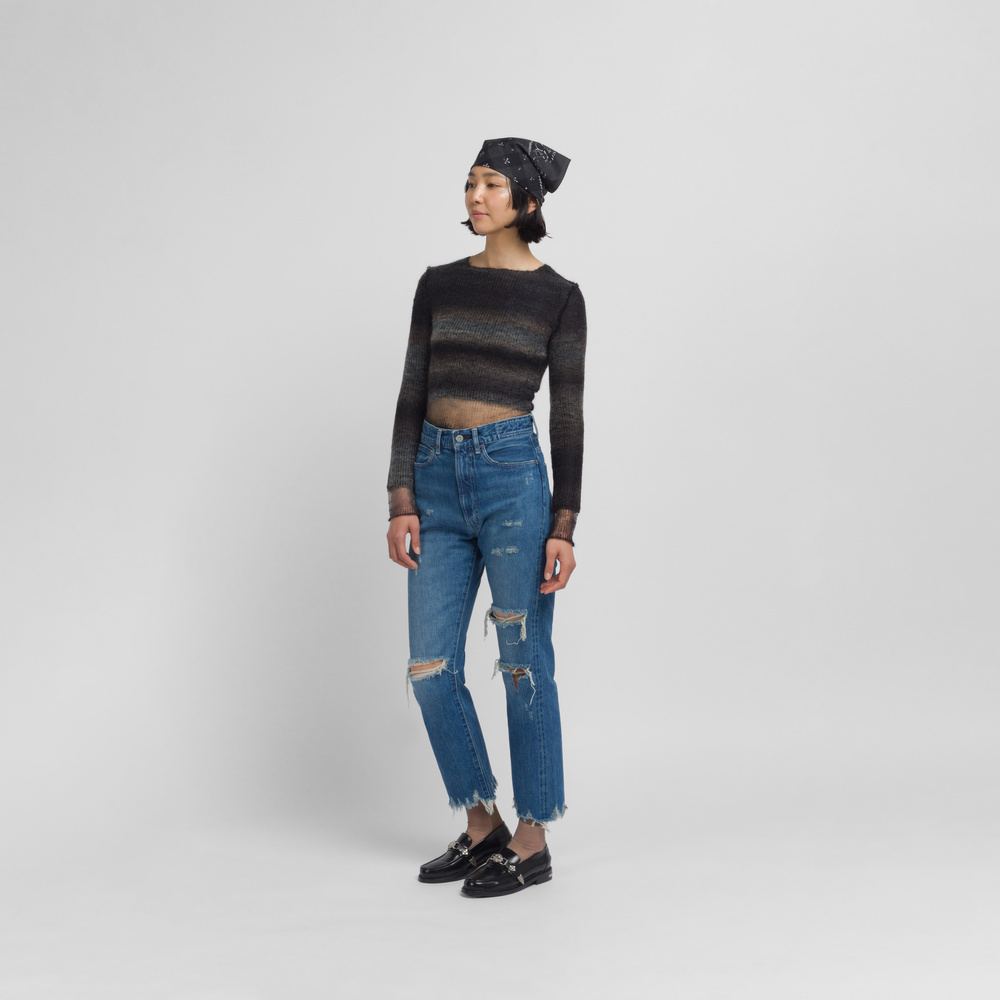 Future Present - KURO | 3D Hem Crossed Denim Pants