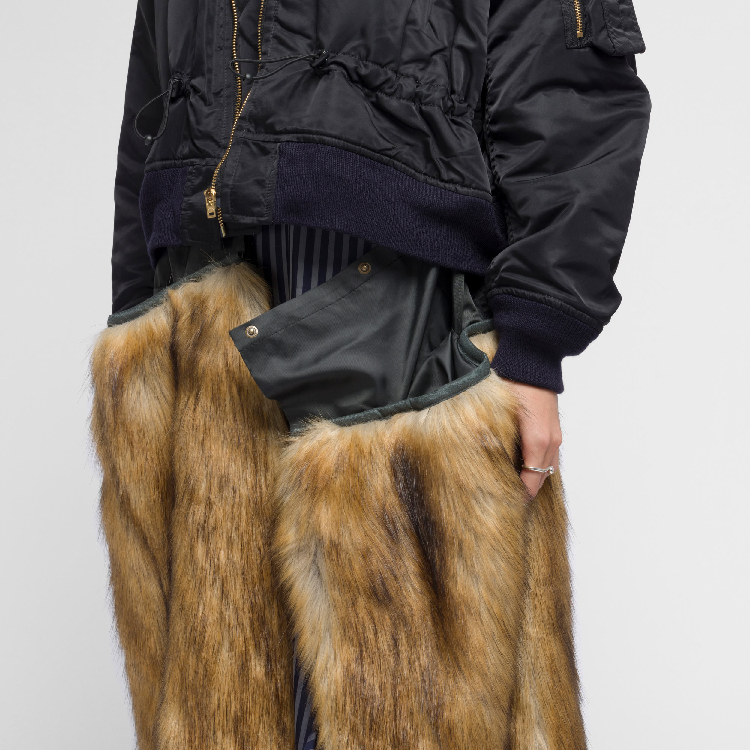 Future Present - TOGA PULLA | NYLON & VEGAN FUR COAT